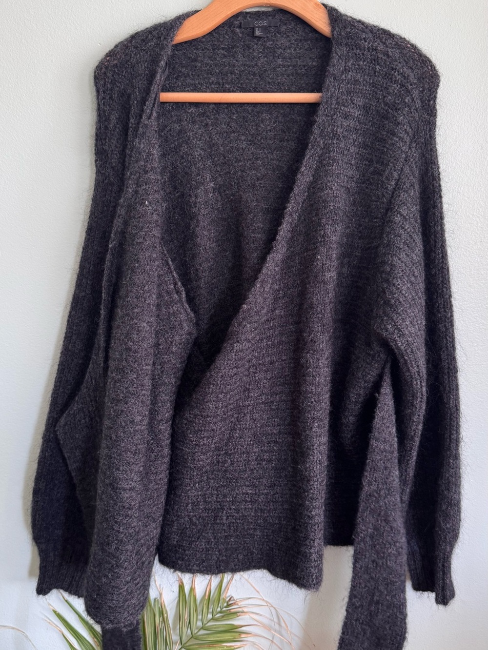 COS Dark Charcoal Open-Front Women's Cardigan - Picture 3 of 6